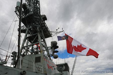 HMCS Fredericton proudly displaying the Canadian Flag.